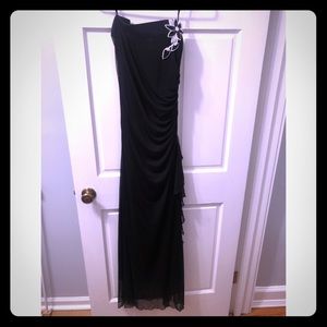 Black Full Length Strapless Dress